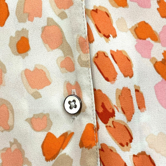CAbi Shirt Womens Medium Orange Go To Blouse Animal Print Button Preppy Classic - Picture 7 of 13